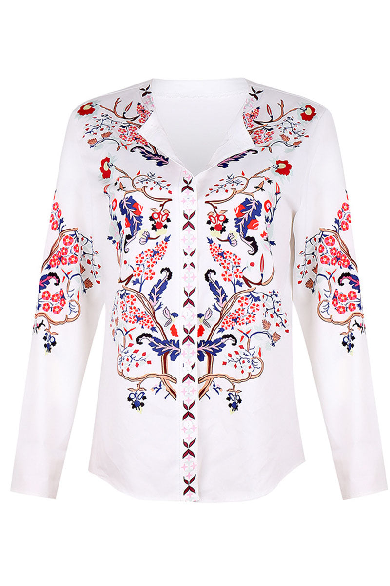 Cécilia® | Blouses à col mandarin patchwork imprimé rue mode