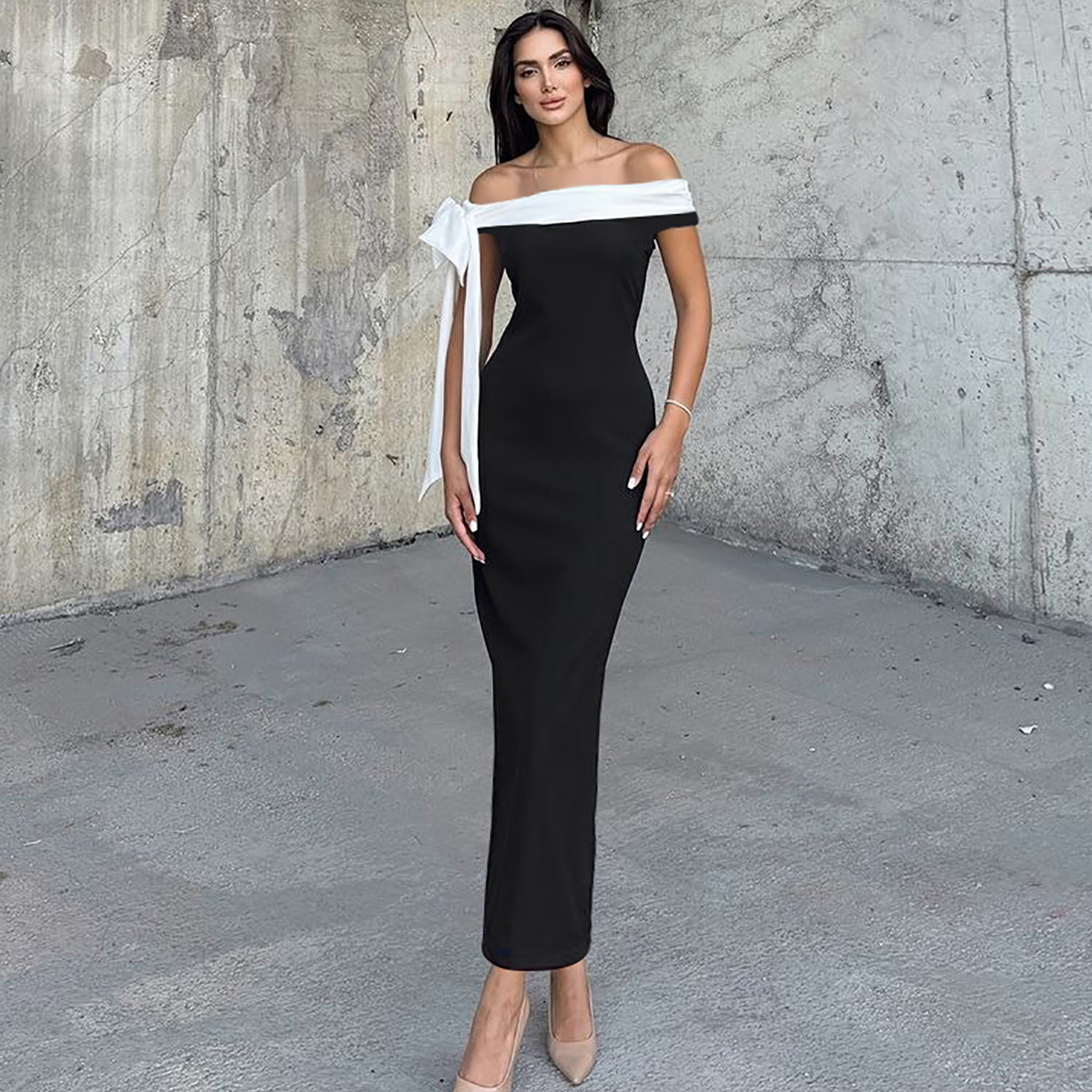 Onella® | Robe femme à épaules dénudées avec nœud