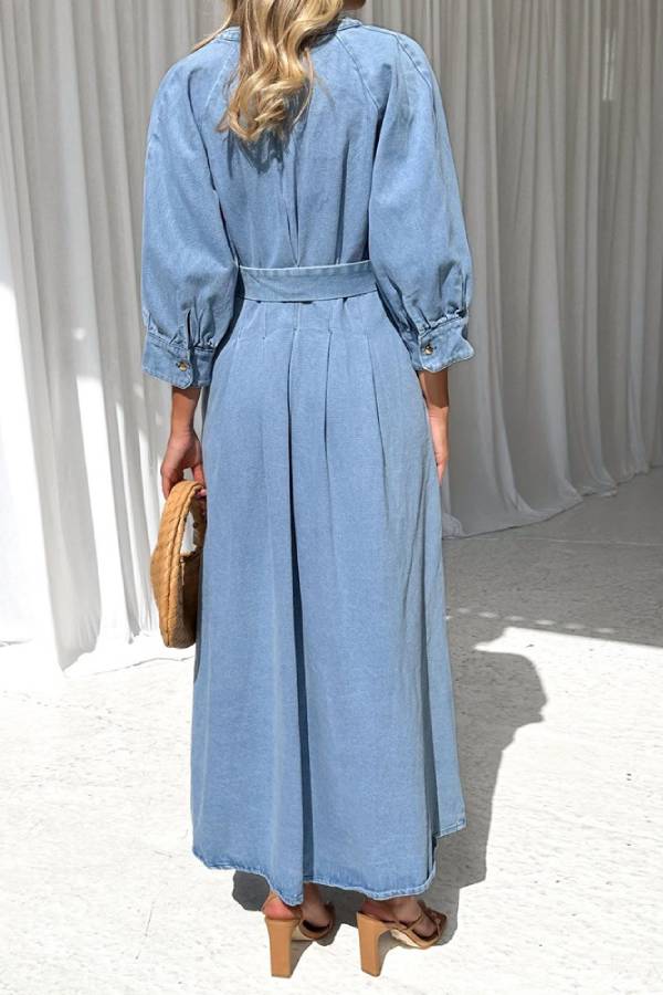 Zara® | Robe longue en jean décontractée avec patte de boutonnage et taille