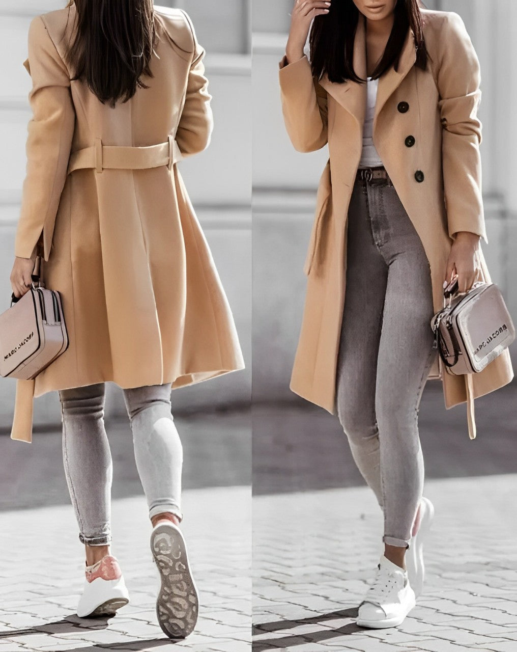 Zara® | Manteau long en laine avec lacets et ceinture réglable
