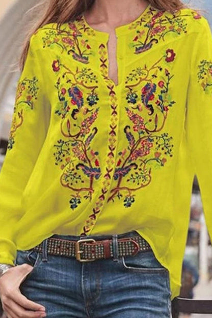 Cécilia® | Blouses à col mandarin patchwork imprimé rue mode