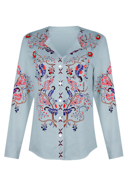 Cécilia® | Blouses à col mandarin patchwork imprimé rue mode