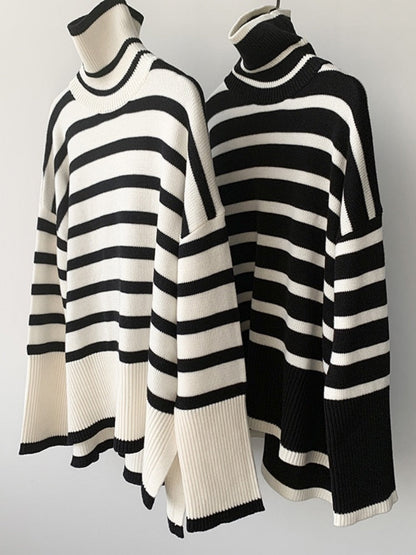 Zara® | Pull oversize à col roulé rayé